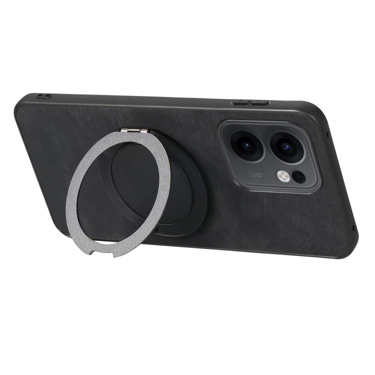 For OPPO Reno13 F Retro Leather Rotation Round Holder Phone Case