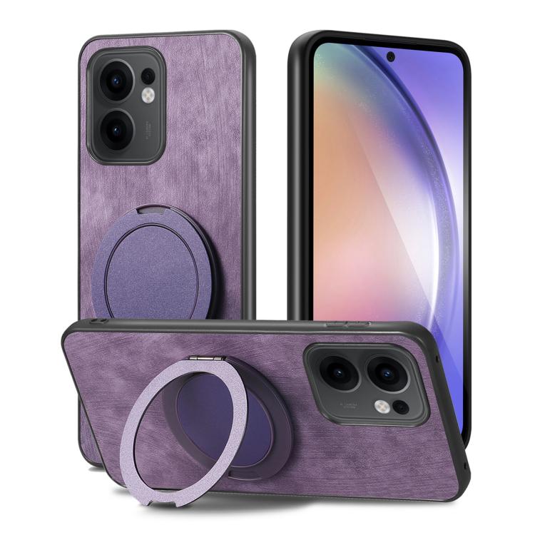 For OPPO Reno13 F Retro Leather Rotation Round Holder Phone Case