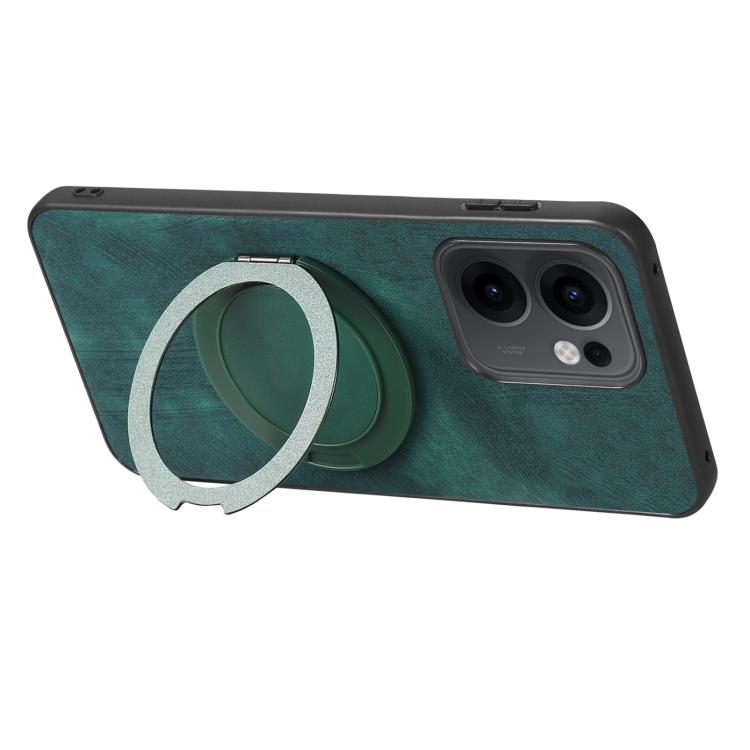 For OPPO Reno13 F Retro Leather Rotation Round Holder Phone Case