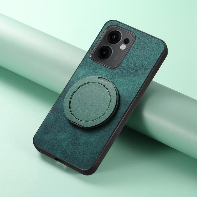 For OPPO Reno13 F Retro Leather Rotation Round Holder Phone Case