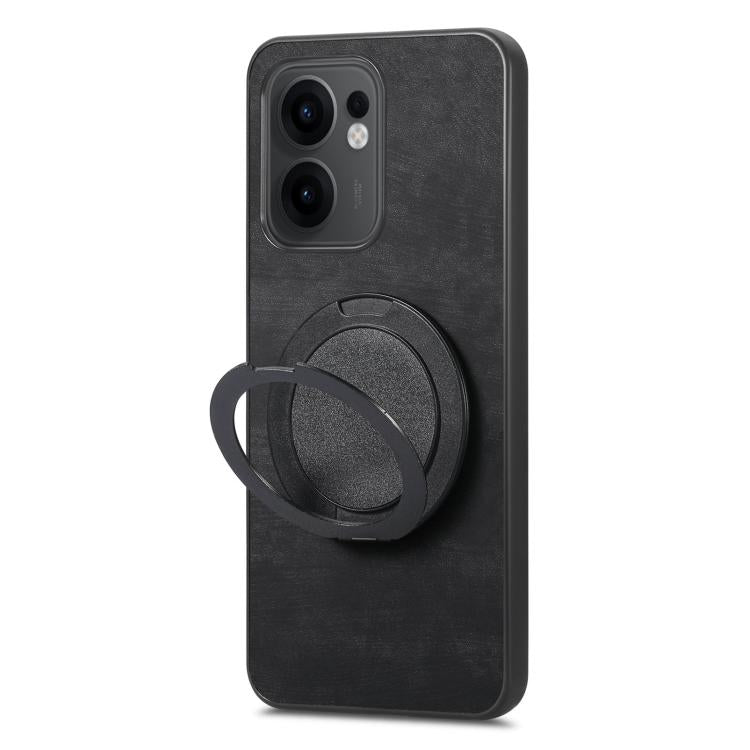 For OPPO Reno14 F Retro Leather Rotation Round Holder Phone Case