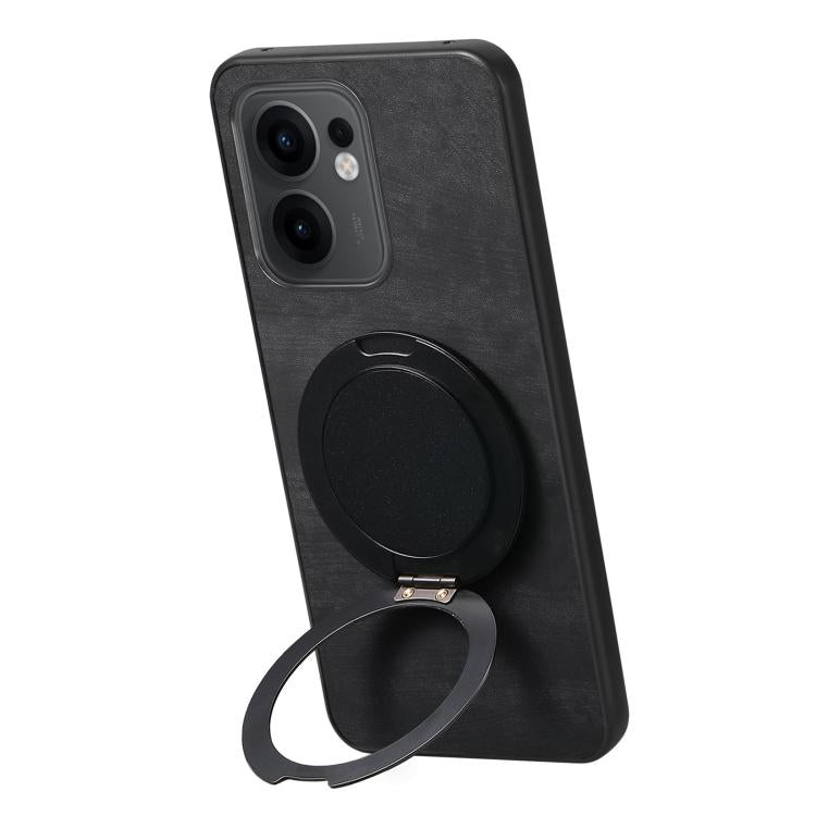 For OPPO Reno14 F Retro Leather Rotation Round Holder Phone Case