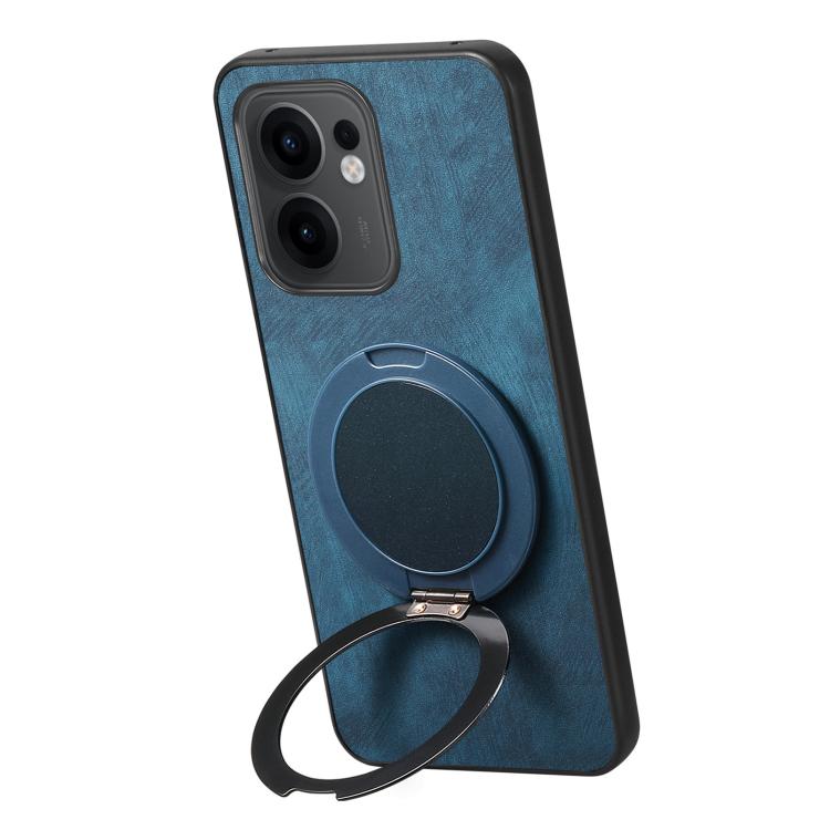 For OPPO Reno14 F Retro Leather Rotation Round Holder Phone Case