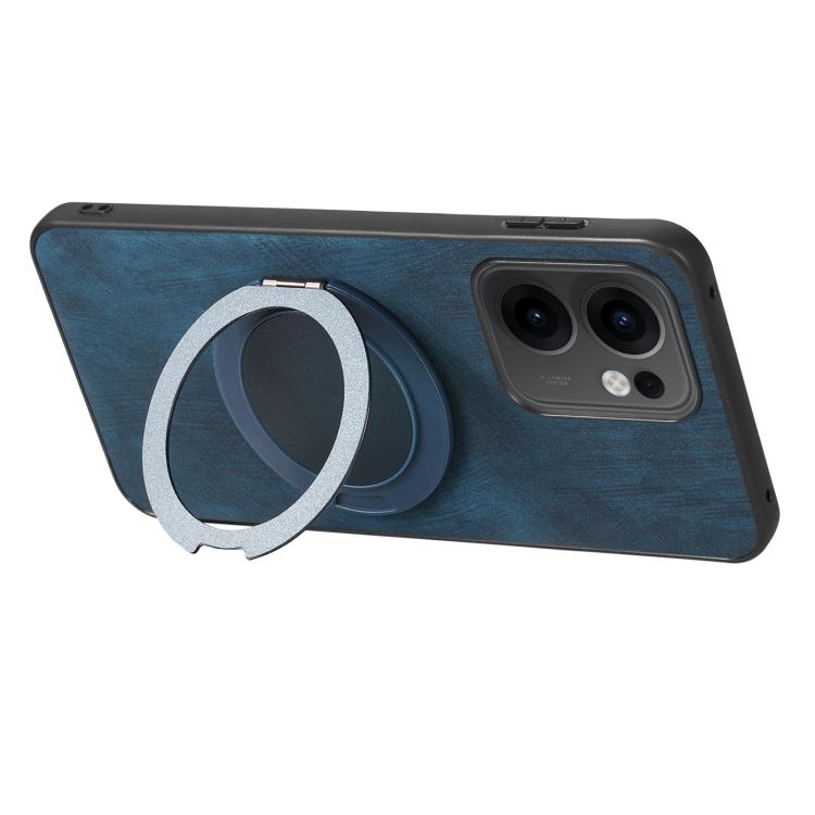 For OPPO Reno14 F Retro Leather Rotation Round Holder Phone Case