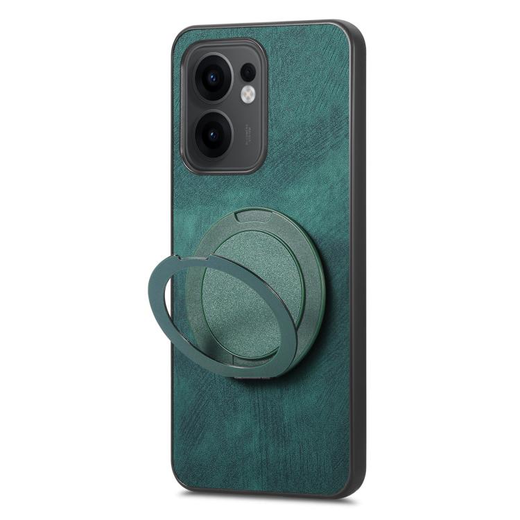 For OPPO Reno14 F Retro Leather Rotation Round Holder Phone Case