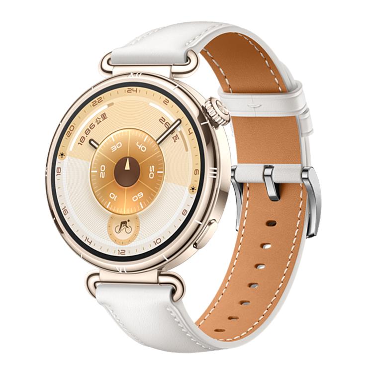 For Huawei Watch GT 6 41mm Silver Buckle Genuine Leather Watch Band
