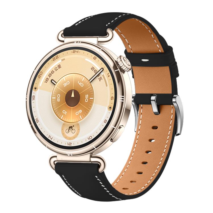 For Huawei Watch GT 6 41mm Silver Buckle Genuine Leather Watch Band