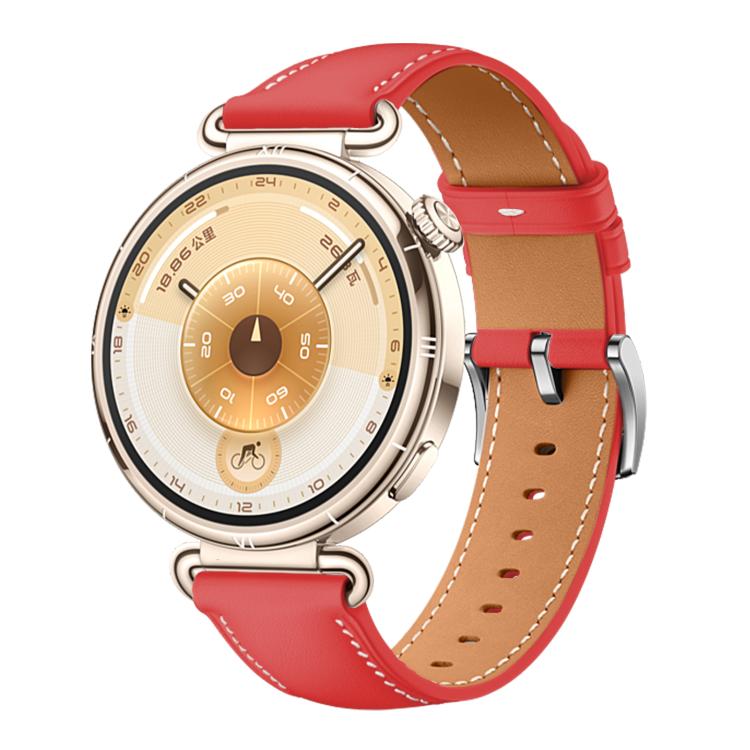 For Huawei Watch GT 6 41mm Silver Buckle Genuine Leather Watch Band