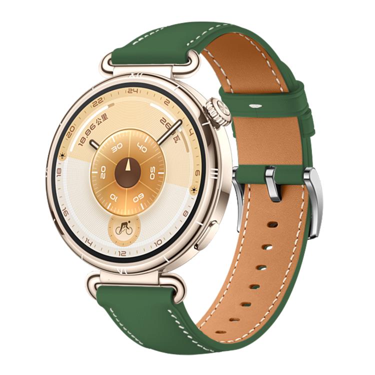 For Huawei Watch GT 6 41mm Silver Buckle Genuine Leather Watch Band