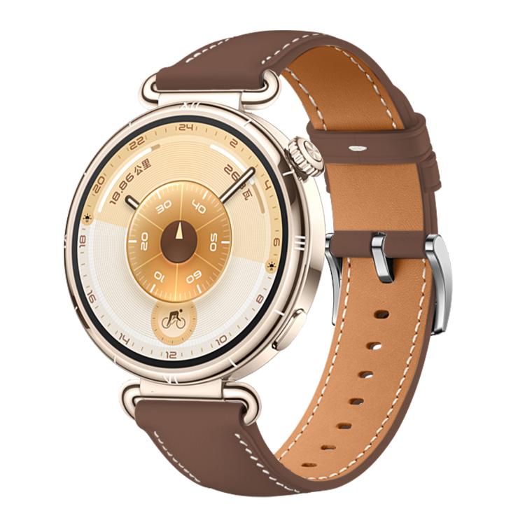 For Huawei Watch GT 6 41mm Silver Buckle Genuine Leather Watch Band