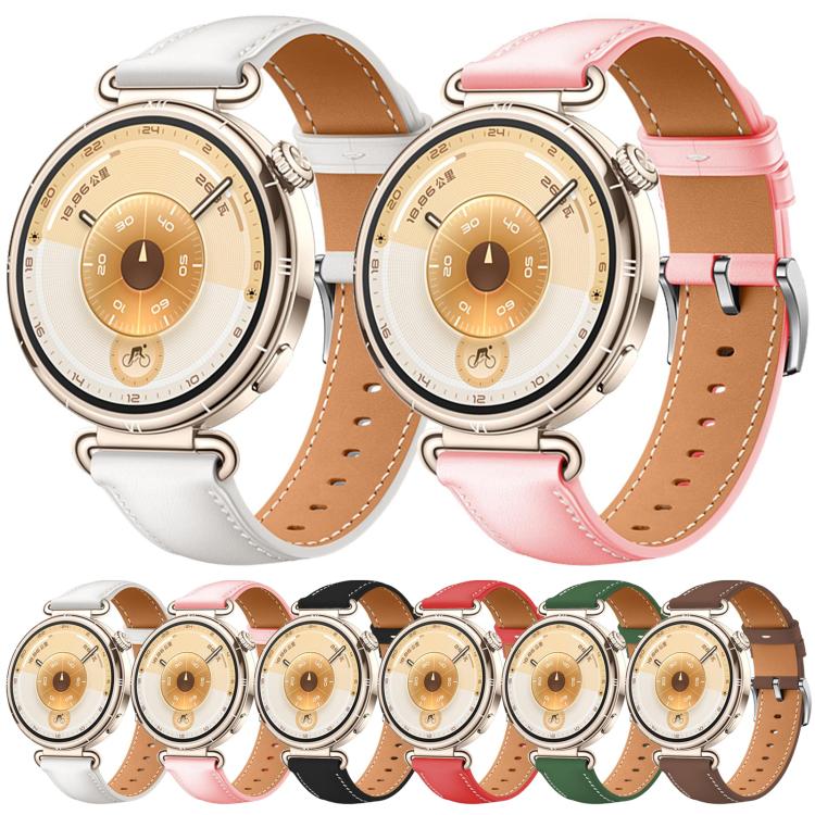 For Huawei Watch GT 6 41mm Silver Buckle Genuine Leather Watch Band