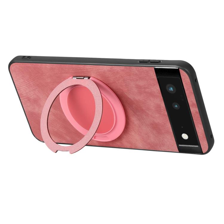 For Google Pixel 6 Retro Leather Rotation Round Holder Phone Case