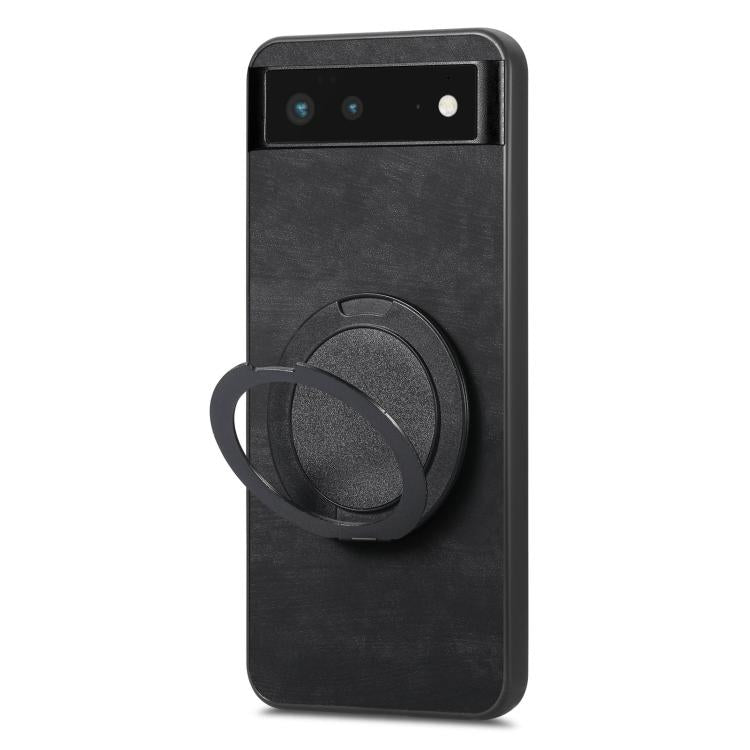 For Google Pixel 6 Retro Leather Rotation Round Holder Phone Case