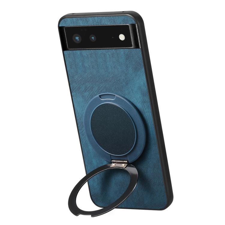 For Google Pixel 6 Retro Leather Rotation Round Holder Phone Case