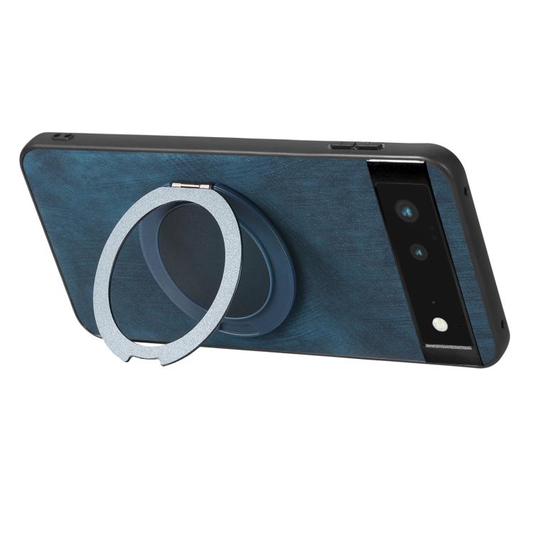 For Google Pixel 6 Retro Leather Rotation Round Holder Phone Case
