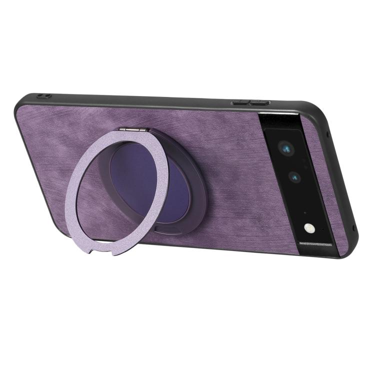 For Google Pixel 6 Retro Leather Rotation Round Holder Phone Case