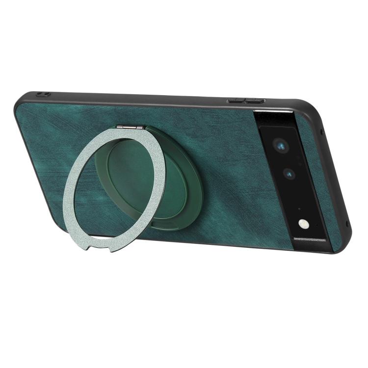 For Google Pixel 6 Retro Leather Rotation Round Holder Phone Case