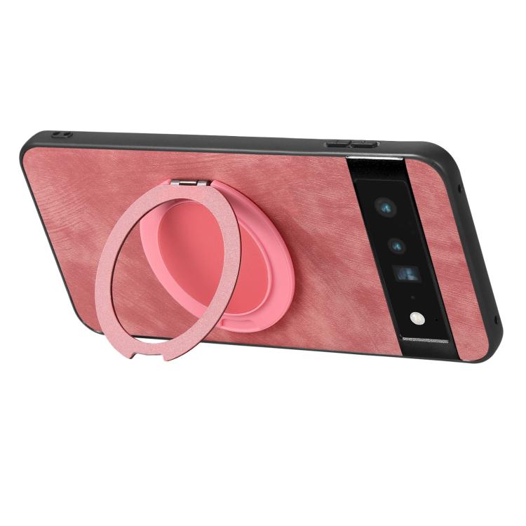 For Google Pixel 6 Pro Retro Leather Rotation Round Holder Phone Case