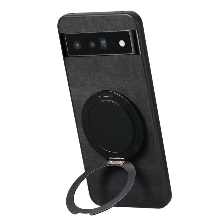 For Google Pixel 6 Pro Retro Leather Rotation Round Holder Phone Case