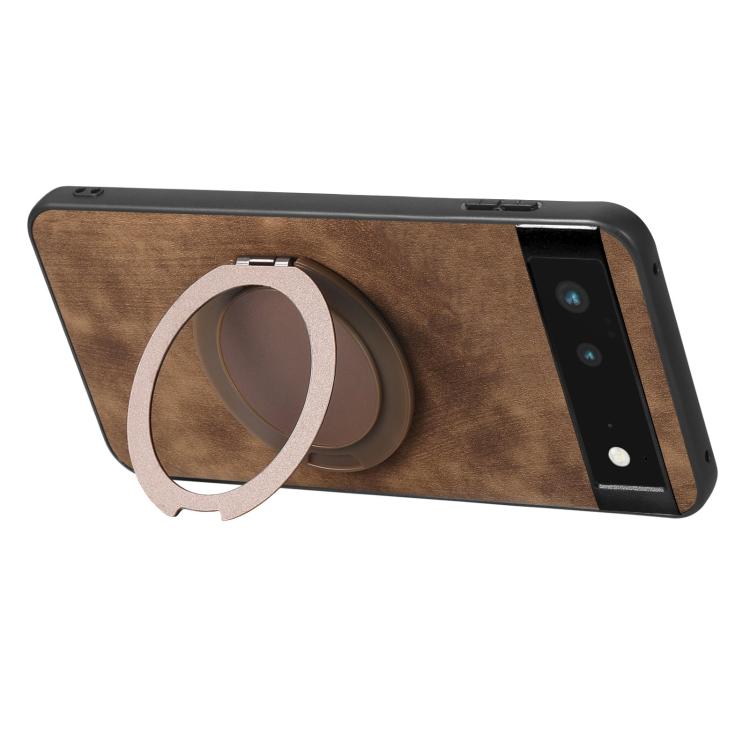 For Google Pixel 6a Retro Leather Rotation Round Holder Phone Case