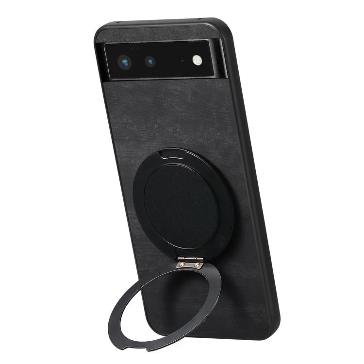 For Google Pixel 6a Retro Leather Rotation Round Holder Phone Case