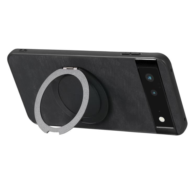 For Google Pixel 6a Retro Leather Rotation Round Holder Phone Case