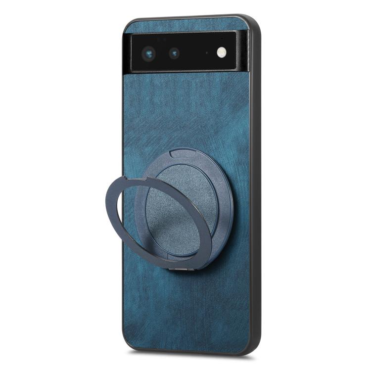 For Google Pixel 6a Retro Leather Rotation Round Holder Phone Case
