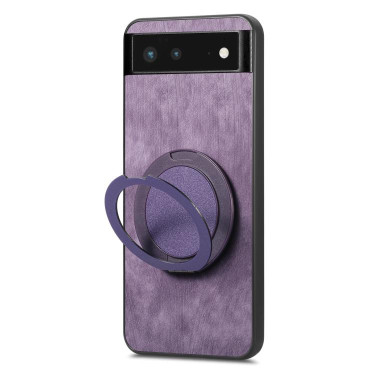 For Google Pixel 6a Retro Leather Rotation Round Holder Phone Case