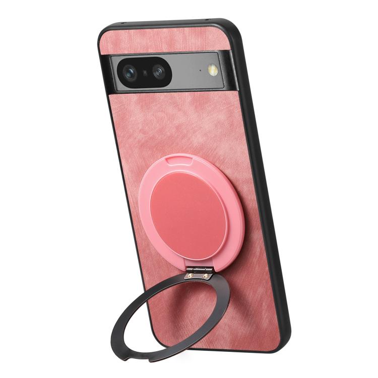 For Google Pixel 7 Retro Leather Rotation Round Holder Phone Case