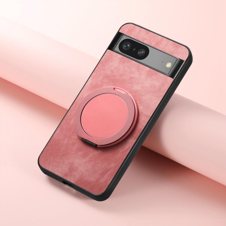 For Google Pixel 7 Retro Leather Rotation Round Holder Phone Case