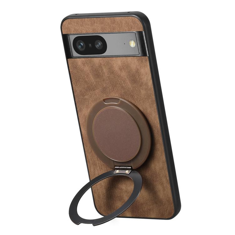 For Google Pixel 7 Retro Leather Rotation Round Holder Phone Case
