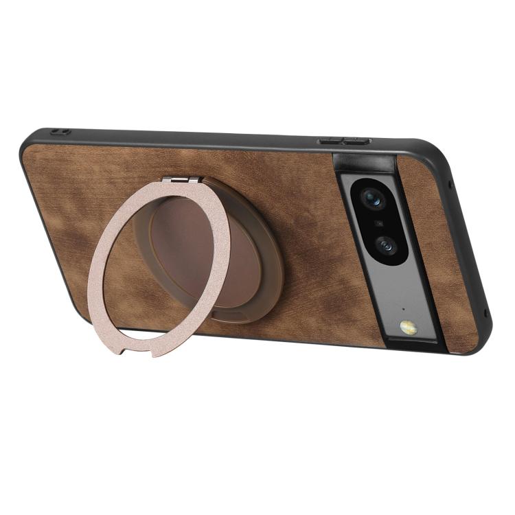 For Google Pixel 7 Retro Leather Rotation Round Holder Phone Case