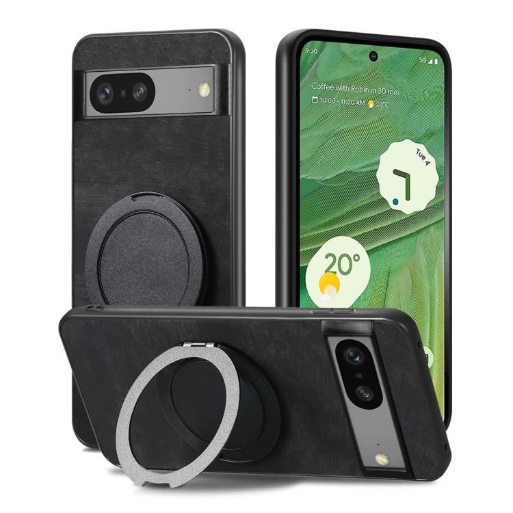 For Google Pixel 7 Retro Leather Rotation Round Holder Phone Case