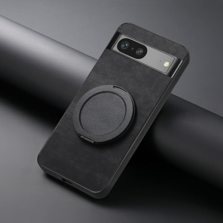 For Google Pixel 7 Retro Leather Rotation Round Holder Phone Case