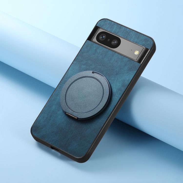 For Google Pixel 7 Retro Leather Rotation Round Holder Phone Case