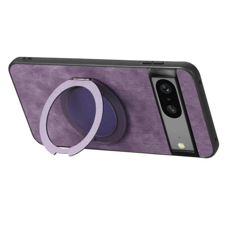 For Google Pixel 7 Retro Leather Rotation Round Holder Phone Case