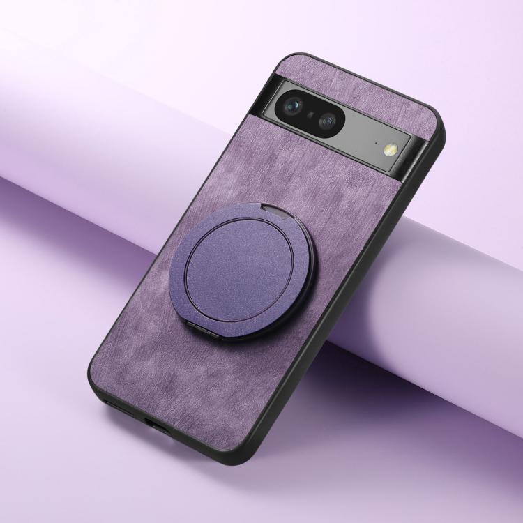 For Google Pixel 7 Retro Leather Rotation Round Holder Phone Case