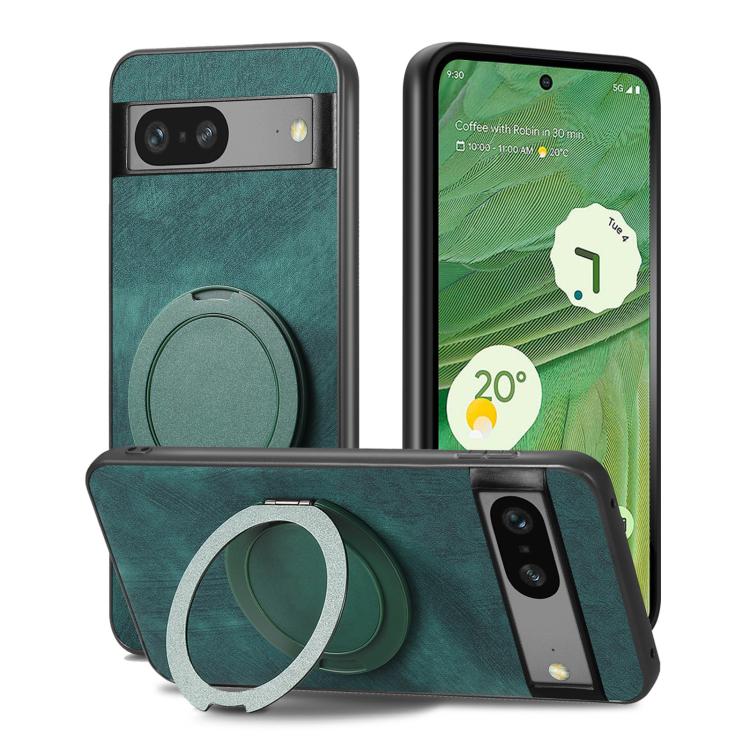 For Google Pixel 7 Retro Leather Rotation Round Holder Phone Case