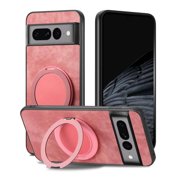 For Google Pixel 7 Pro Retro Leather Rotation Round Holder Phone Case