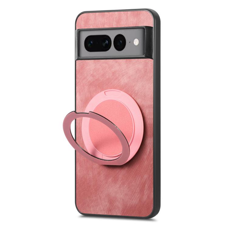 For Google Pixel 7 Pro Retro Leather Rotation Round Holder Phone Case