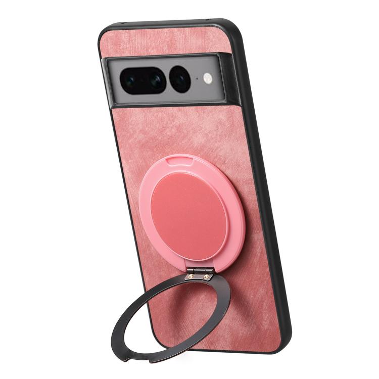 For Google Pixel 7 Pro Retro Leather Rotation Round Holder Phone Case