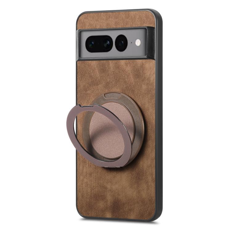 For Google Pixel 7 Pro Retro Leather Rotation Round Holder Phone Case