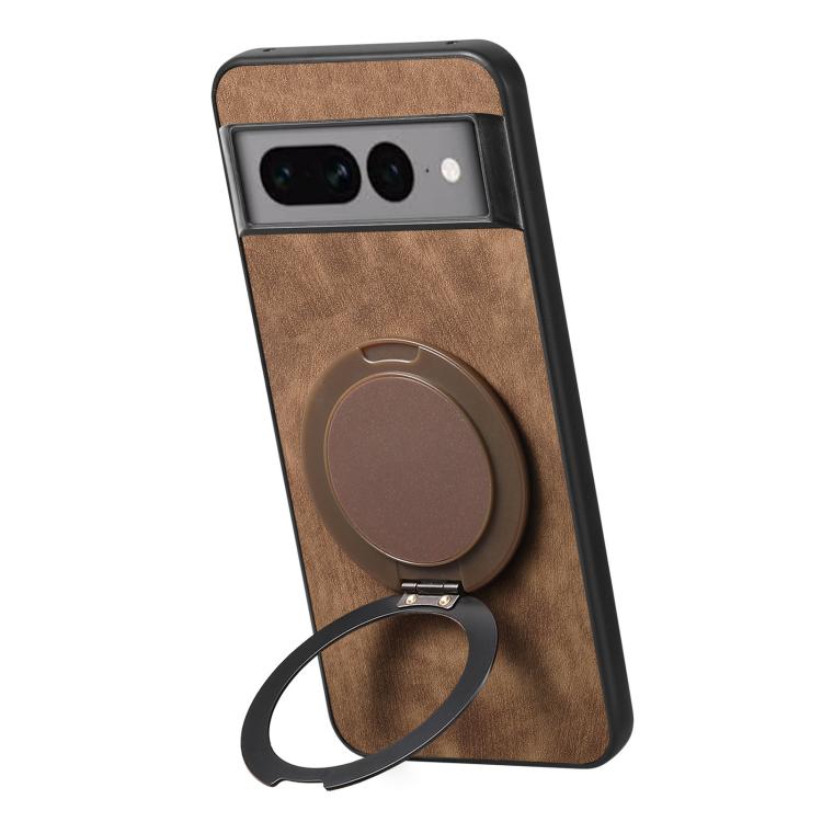 For Google Pixel 7 Pro Retro Leather Rotation Round Holder Phone Case