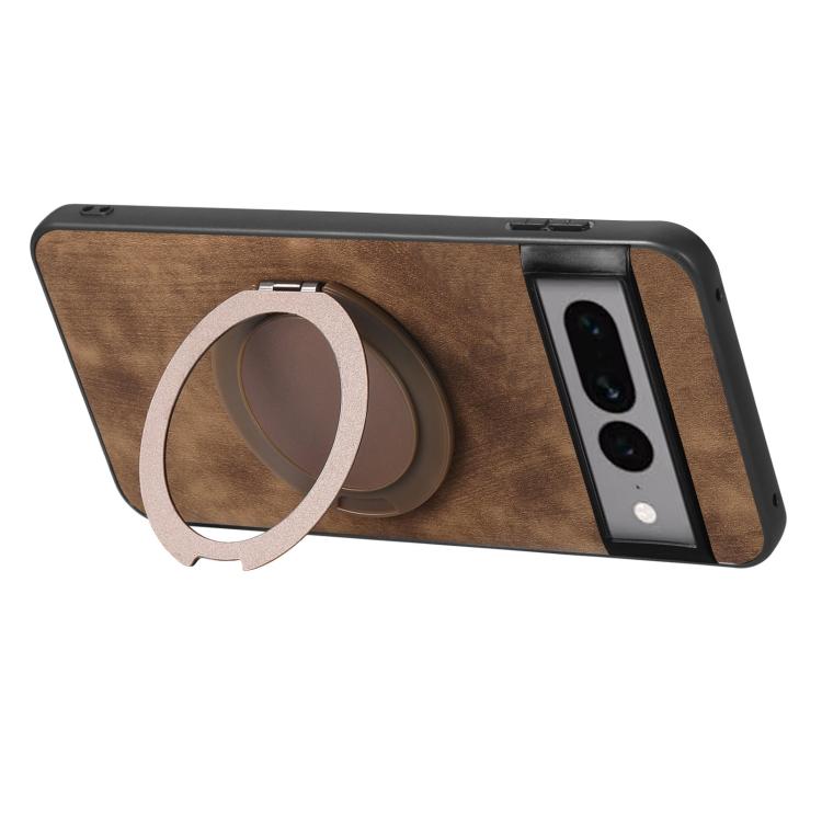 For Google Pixel 7 Pro Retro Leather Rotation Round Holder Phone Case