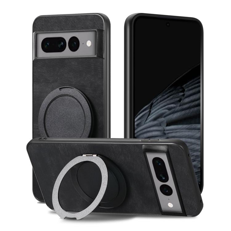 For Google Pixel 7 Pro Retro Leather Rotation Round Holder Phone Case
