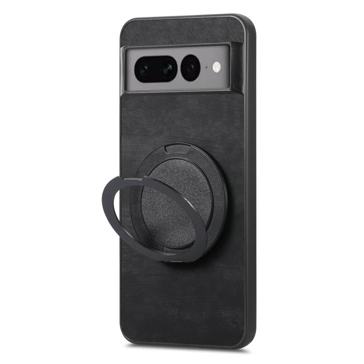 For Google Pixel 7 Pro Retro Leather Rotation Round Holder Phone Case