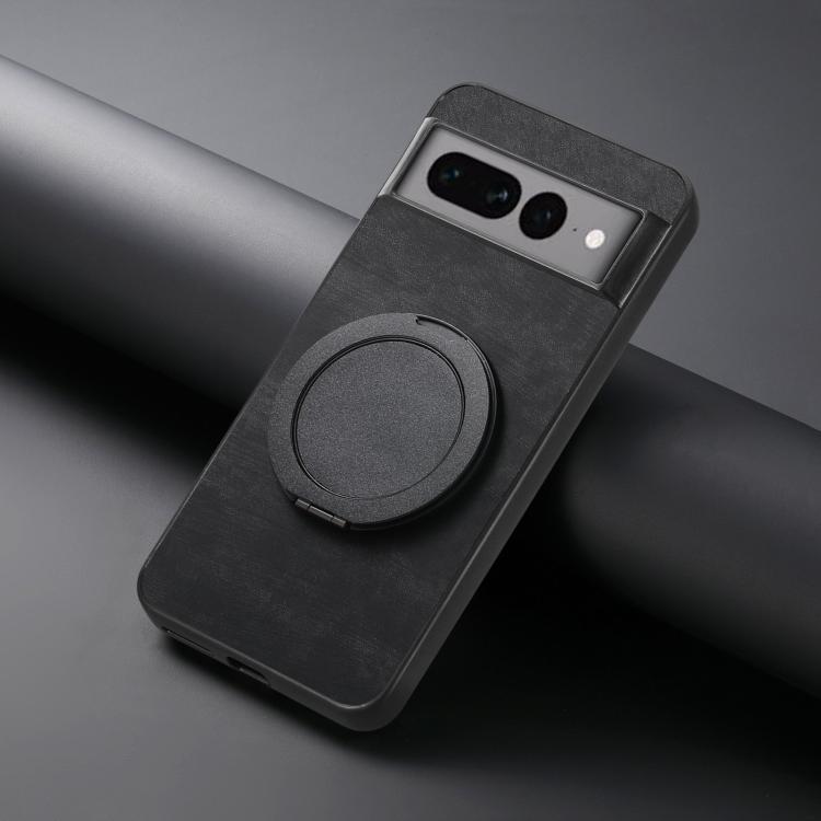 For Google Pixel 7 Pro Retro Leather Rotation Round Holder Phone Case