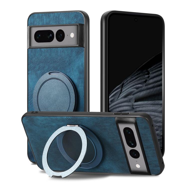 For Google Pixel 7 Pro Retro Leather Rotation Round Holder Phone Case