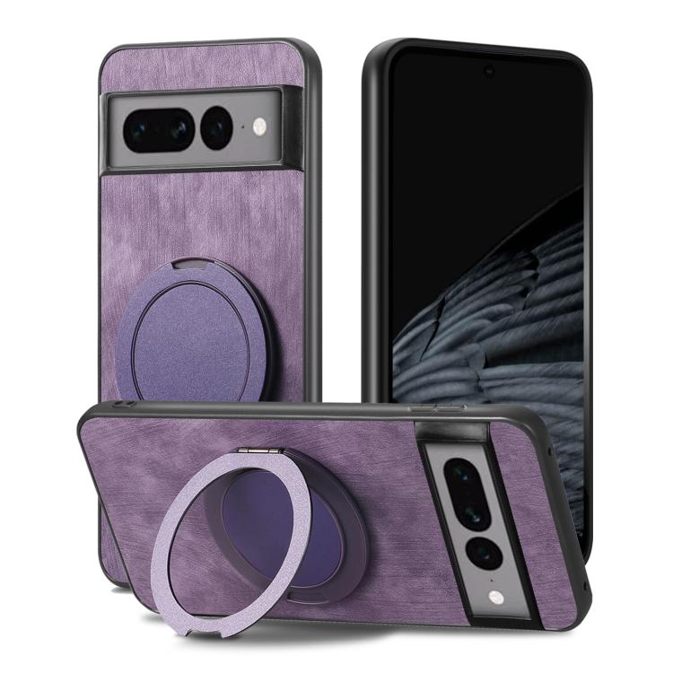 For Google Pixel 7 Pro Retro Leather Rotation Round Holder Phone Case