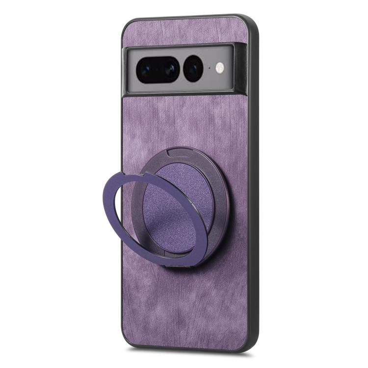 For Google Pixel 7 Pro Retro Leather Rotation Round Holder Phone Case